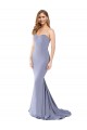 Crepe Esticado Amor Sem Mangas Lombar Comprimento Chão Fumo Azul Vestidos de Madrinha / Vestidos de Noite / Vestidos de Festa Baratos