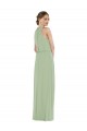 Chiffon Decote Alto Sem Mangas Comprimento Chão Fumo Verde Longo Vestidos de Madrinha Baratos