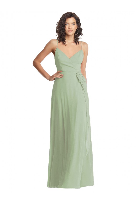 Chiffon Alças finas Sem Mangas Comprimento Chão Trombeta Vestidos de Madrinha / Vestidos de Noite Baratos