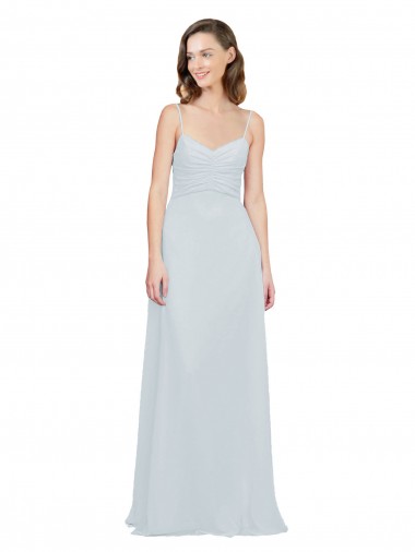 Chiffon Alças finas Sem Mangas Comprimento Chão Geada Linha A Vestidos de Madrinha Baratos