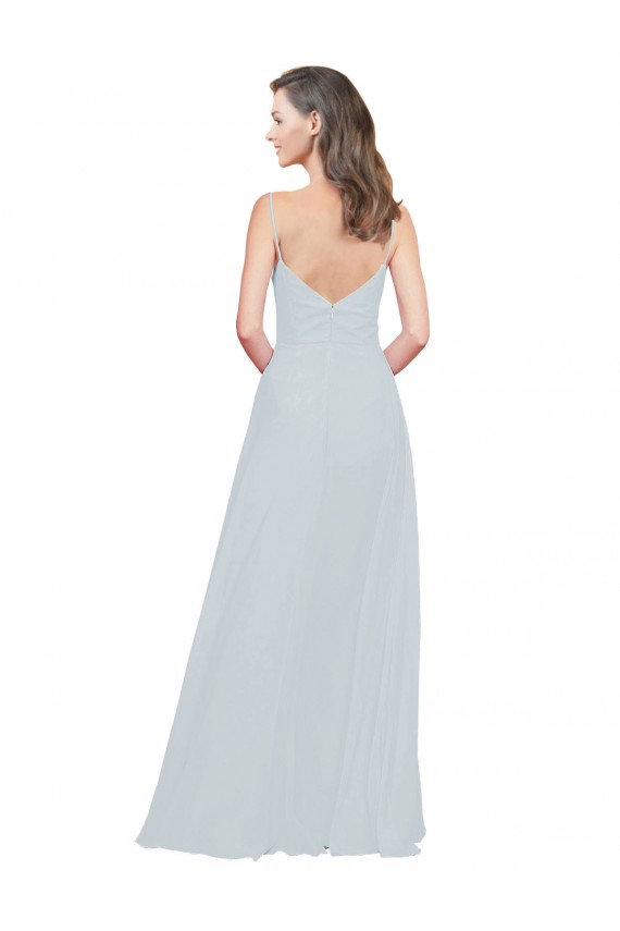 Chiffon Alças finas Sem Mangas Comprimento Chão Geada Linha A Vestidos de Madrinha Baratos