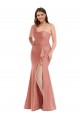 Cetim Sedoso Um Ombro Sem Mangas Comprimento Chão Longo Sereia Vestidos de Madrinha / Vestidos de Noite / Vestidos de Festa Baratos