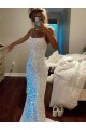 Lantejoulas Veludo Alças finas Sem Mangas Comboio Varredela Bainha Vestidos de Festa Baratos
