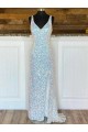 Lantejoulas Veludo Decote V Sem Mangas Comboio Varredela Vestidos de Festa / Vestido de Noiva Baratos