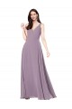 Chiffon Decote V Sem Mangas Costas em V Comprimento Chão Vestidos de Madrinha / Vestidos de Noite Baratos