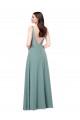 Chiffon Decote V Sem Mangas Costas em V Comprimento Chão Vestidos de Madrinha / Vestidos de Noite Baratos