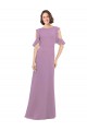 Chiffon Decote Alto Ombro Frio Criss Cruz Comprimento Chão Vestidos de Madrinha Baratos
