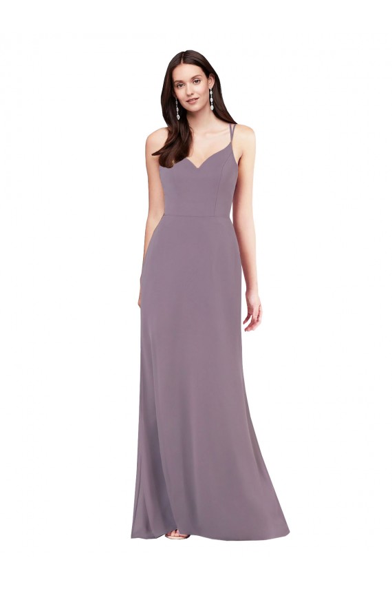 Chiffon Amor Sem Mangas Criss Cruz Comprimento Chão Vestidos de Madrinha / Vestidos de Noite Baratos