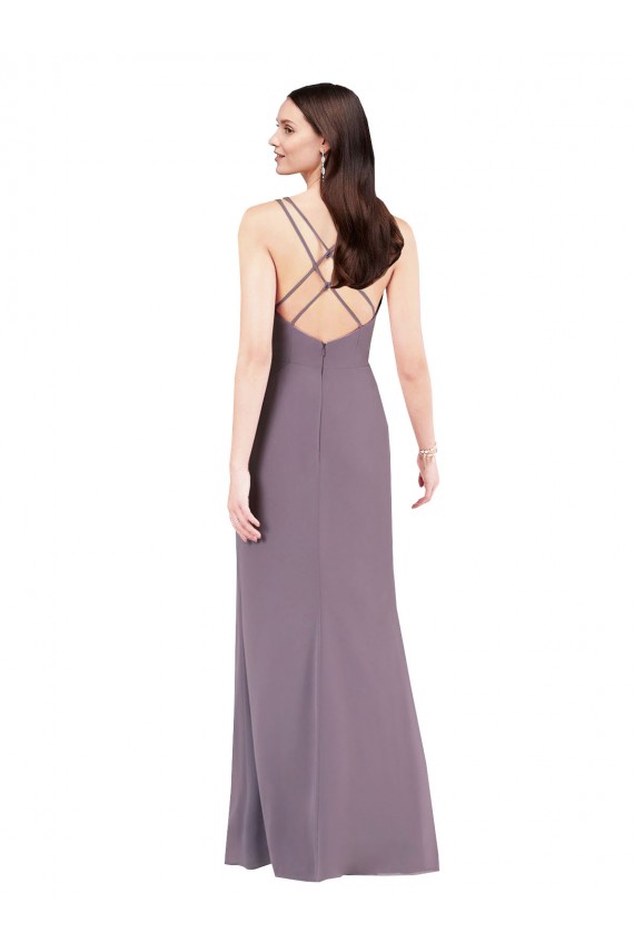 Chiffon Amor Sem Mangas Criss Cruz Comprimento Chão Vestidos de Madrinha / Vestidos de Noite Baratos