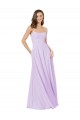 Chiffon Alças finas Sem Mangas Comprimento Chão Lilás Linha A Vestidos de Madrinha Baratos