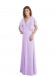 Chiffon Decote V Mangas Esvoaçantes, Mangas Divididas Costas em V Comprimento Chão Linha A Vestidos de Madrinha Baratos