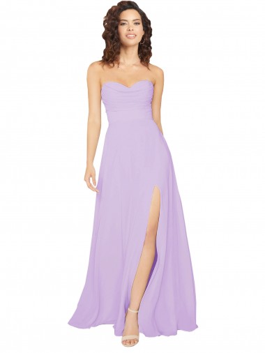 Chiffon Amor Sem Mangas Lombar Comprimento Chão Linha A Vestidos de Festa / Vestidos de Madrinha Baratos