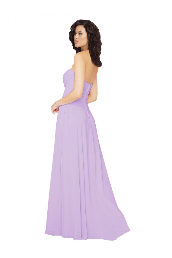 Chiffon Amor Sem Mangas Lombar Comprimento Chão Linha A Vestidos de Festa / Vestidos de Madrinha Baratos