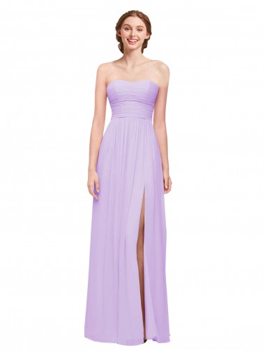 Chiffon Amor Sem Mangas Comprimento Chão Linha A Vestidos de Madrinha Baratos