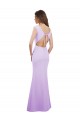 Chiffon Decote redondo Mangas Curtas Abrir de volta Comprimento Chão Vestidos de Madrinha Baratos