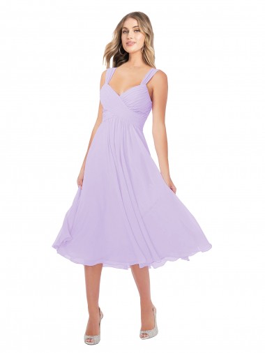 Chiffon Amor Sem Mangas Comprimento Midi Vestidos de Madrinha / Vestidos de Cocktail / Vestidos de Homecoming Baratos