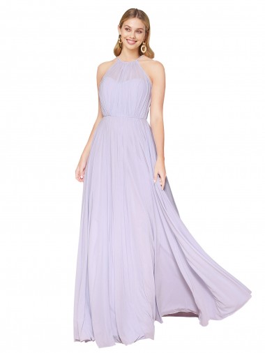 Chiffon Cabeçada Sem Mangas Comprimento Chão Vestidos de Madrinha / Vestidos de Noite / Vestidos de Festa Baratos