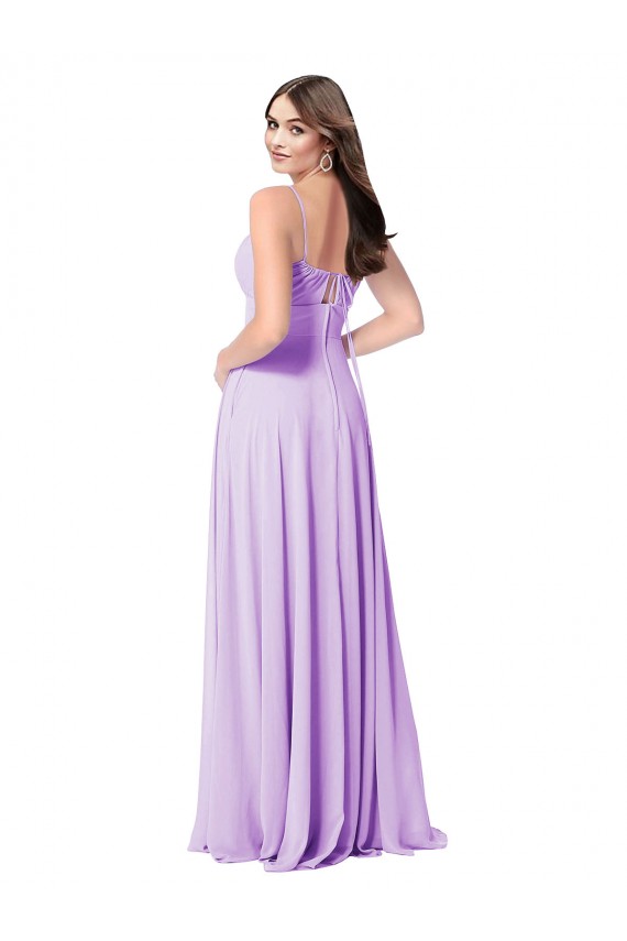 Chiffon Colher Sem Mangas Comprimento Chão Vestidos de Madrinha Baratos