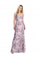 Cetim Elástico & Floral Decote Capuz Sem Mangas Comprimento Chão Vestidos de Madrinha / Vestidos de Noite Baratos