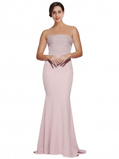 Crepe Esticado Sem alças Sem Mangas Lombar Comboio Varredela Vestidos de Madrinha / Vestidos de Noite / Vestidos de Festa Baratos