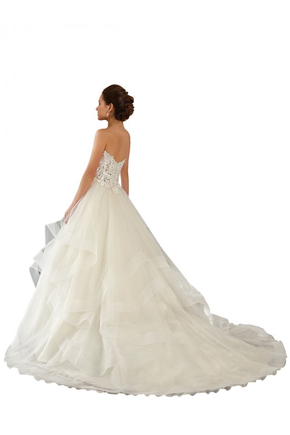 Cetim & Tule & Renda Amor Sem Mangas Comboio Capela Vestidos de Noiva Baratos