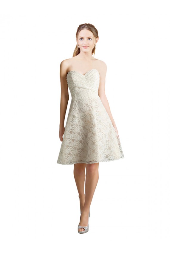 Renda Amor Sem Mangas Comprimento Joelho Linha A Vestidos de Madrinha / Vestidos de Cocktail Baratos