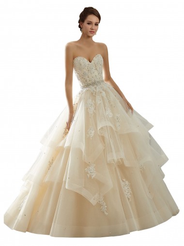 Tule & Renda Amor Sem Mangas Comboio Capela Vestido de Noiva Baratos