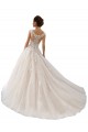 Tule & Renda Barco Mangas Curtas Comboio Capela Vestido de Baile Vestidos de Noiva Baratos
