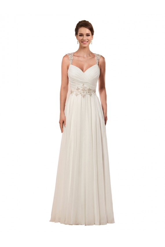 Chiffon Amor Sem Mangas Buraco da fechadura Comboio Capela Vestidos de Noiva Baratos