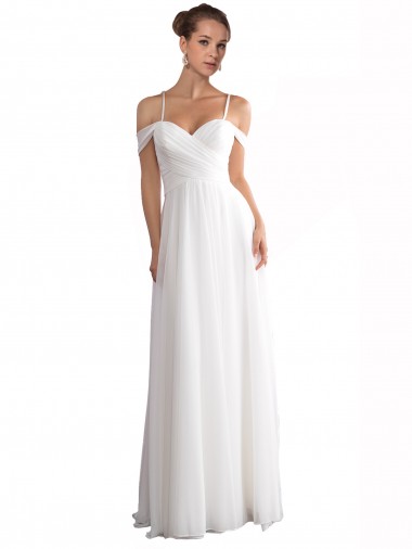 Chiffon Fora do Ombro Sem Mangas Comboio Varredela Vestidos de Noiva Baratos