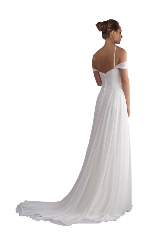 Chiffon Fora do Ombro Sem Mangas Comboio Varredela Vestidos de Noiva Baratos