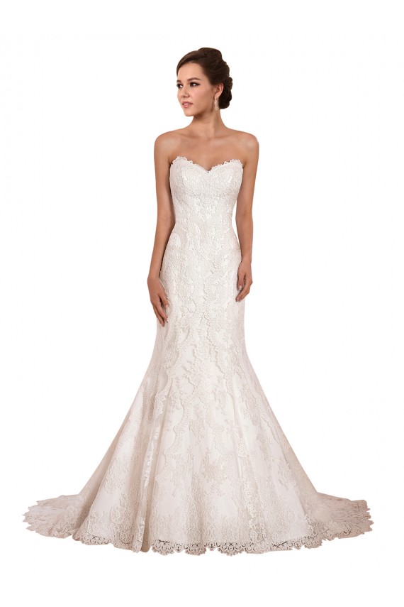 Renda Amor Sem Mangas Comboio Capela Vestido de Festa / Vestidos de Noiva Baratos