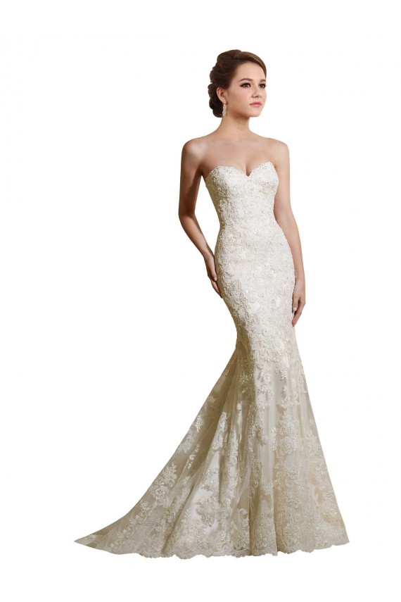 Cetim & Renda Amor Sem Mangas Comboio Capela Vestidos de Noiva Baratos