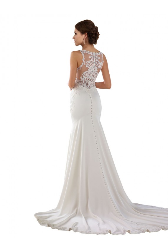 Renda & Crepe Esticado Amor Sem Mangas Comboio Varredela Vestidos de Noiva Baratos
