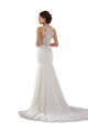 Renda & Crepe Esticado Amor Sem Mangas Comboio Varredela Vestidos de Noiva Baratos