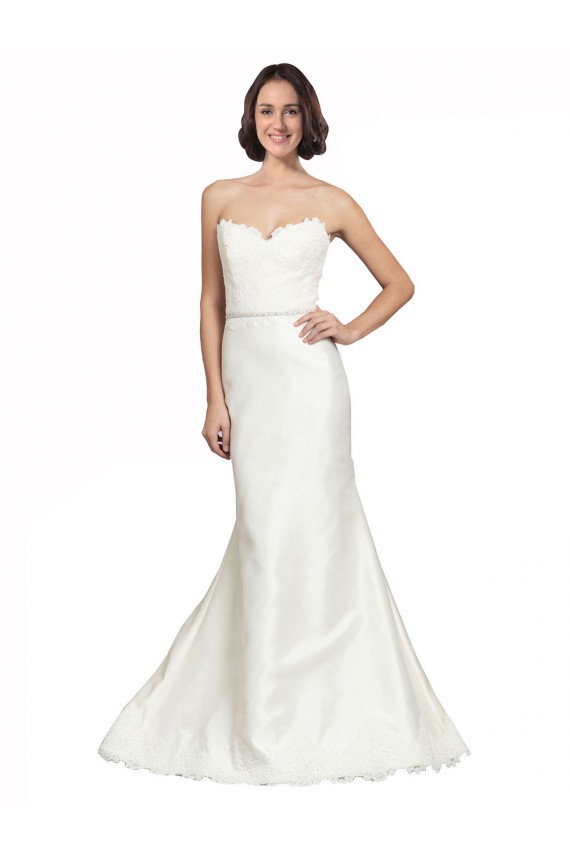 Cetim & Renda Amor Sem Mangas Comboio Capela Longo Vestidos de Noiva Baratos