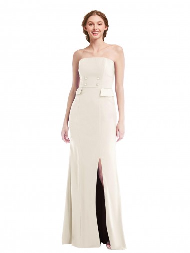 Crepe Esticado Sem alças Sem Mangas Comprimento Chão Trombeta Longo Vestidos de Madrinha / Vestidos de Festa Baratos