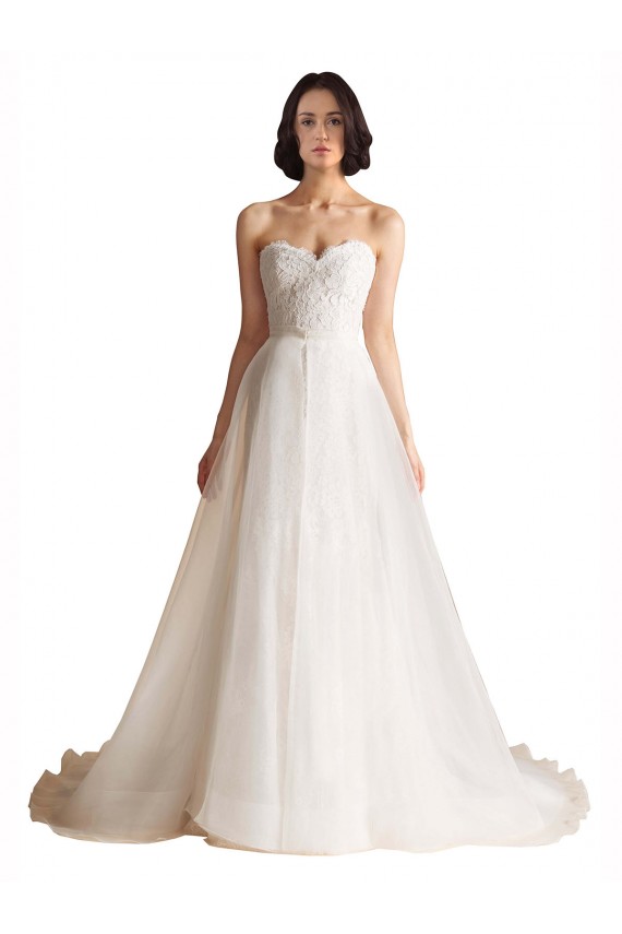 Tule Amor Sem Mangas Lombar Comboio Varredela Vestidos de Noiva Baratos
