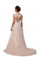 Tule & Renda Amor Sem Mangas Comboio Capela Longo Vestidos de Noiva Baratos