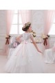 Tule & Renda Amor Sem Mangas Comprimento Chão Vestidos para Meninas de Flores Baratos