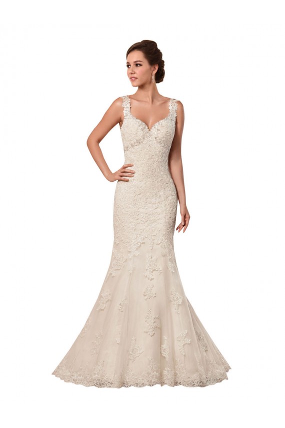 Tule & Renda Amor Sem Mangas Buraco da fechadura Comboio Capela Vestidos de Noiva Baratos