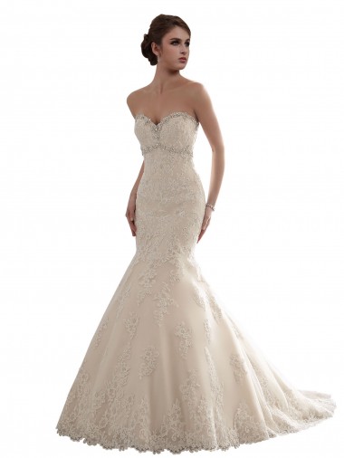 Tule & Renda Amor Sem Mangas Comboio Capela Sereia Longo Vestidos de Noiva Baratos