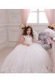 Tule & Renda Barco Sem Mangas Comboio Capela Longo Vestido de Baile Vestidos para Meninas de Flores Baratos