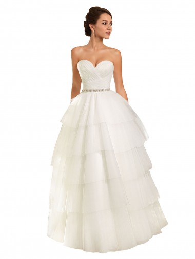 Tule Amor Sem Mangas Comboio Capela Marfim Vestidos de Noiva Baratos
