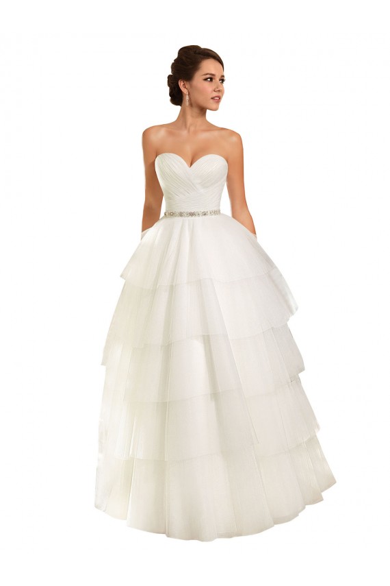 Tule Amor Sem Mangas Comboio Capela Marfim Vestidos de Noiva Baratos