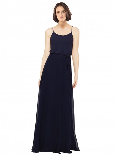 Chiffon Colher Sem Mangas Comprimento Chão Bainha Vestidos de Madrinha Baratos