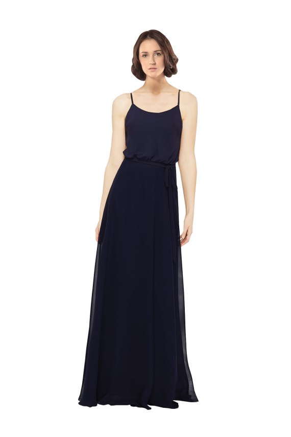 Chiffon Colher Sem Mangas Comprimento Chão Bainha Vestidos de Madrinha Baratos