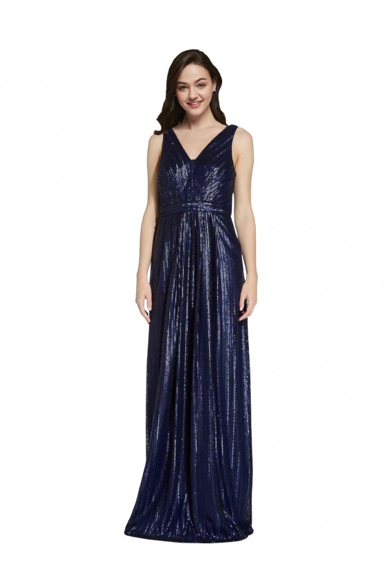 Lantejoulas Decote V Sem Mangas Costas em V Comprimento Chão Bainha Vestidos de Madrinha / Vestidos de Noite / Vestidos de Festa Baratos