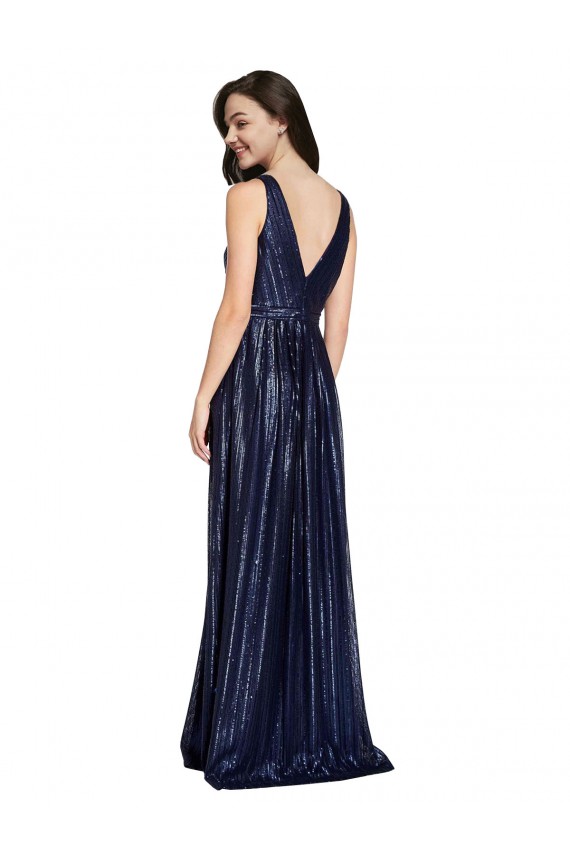 Lantejoulas Decote V Sem Mangas Costas em V Comprimento Chão Bainha Vestidos de Madrinha / Vestidos de Noite / Vestidos de Festa Baratos