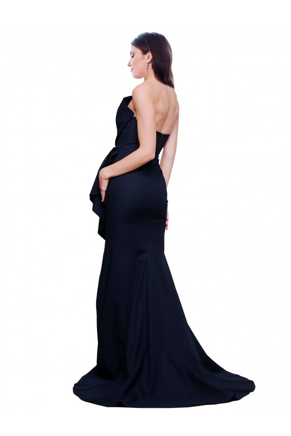 Crepe Esticado Sem alças Sem Mangas Lombar Comboio Varredela Vestidos de Madrinha / Vestidos de Festa Baratos